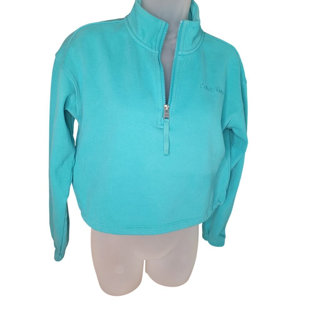 Calvin Klein Aqua Teal Half-Zip Pullover Sweatshirt